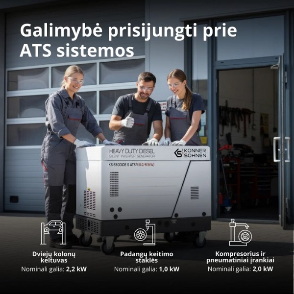 Dyzelinis inverterinis generatorius KONNER & SOHNEN KS 6500iDE S ATSR